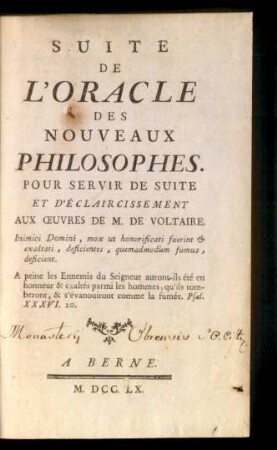 Suite: L'Oracle Des Nouveaux Philosophes