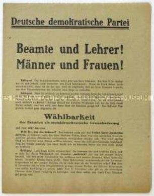 Aufruf der Deutschen Demokratischen Partei zur Wahl der Nationalversammlung 1919