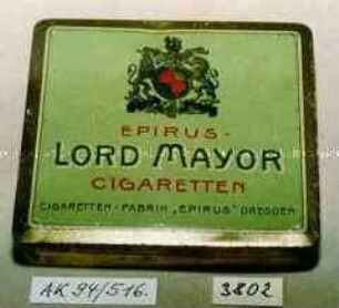 Blechdose für 20 Stück Zigaretten "EPIRUS-LORD MAYOR CIGARETTEN"