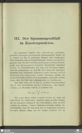 III. Der Spannungsabfall in Knotenpunkten