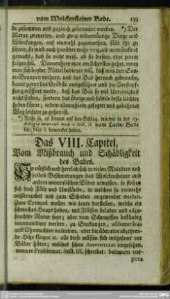 Das VIII. Capitel, Vom Mißbrauch und Schädligkeit des Bades