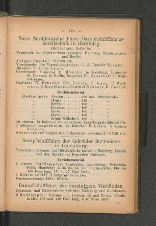 Neue Norddeutsche Fluss-Dampfschifffahrts-Gesellschaft in Hamburg.