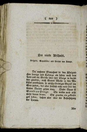 Der vierte Abschnitt. Religion, Götzenbilder und Priester von Loango.