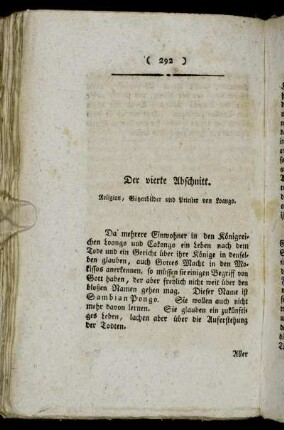 Der vierte Abschnitt. Religion, Götzenbilder und Priester von Loango.