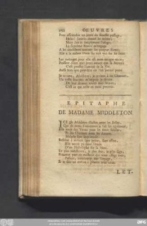 Epitaphe De Madame Middleton.