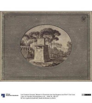 "Meierei im Pinienhain der Villa Borghese bei Rom" / Die Casa Cenci im Park der Villa Borghese in Rom