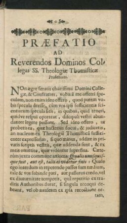 Praefatio ad Reverendos Dominos Collegas SS. Theologiae Thomisticae ...