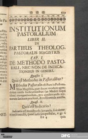 Liber II. De Partibus Theolog. Pastoralis Magistris.