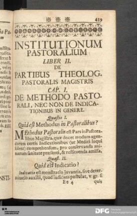 Liber II. De Partibus Theolog. Pastoralis Magistris.