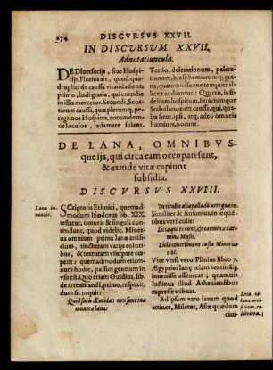 De Lana, [...]. Discursus XXVIII.