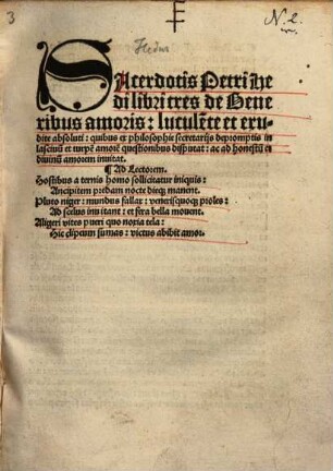 Sacerdotis Petri Hedi : libri tres de generibus amoris luculete et erudite absoluti ...