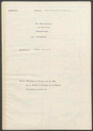 Fragebogen und Karte Markgröningen, OA Ludwigsburg