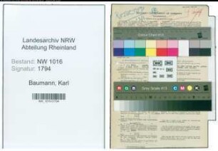 Entnazifizierung Karl Baumann , geb. 02.08.1912 (Beamter)