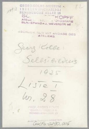 Selbstbildnis, 1925, Gips