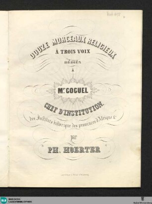 Douze morceaux relicieux : à trois voix
