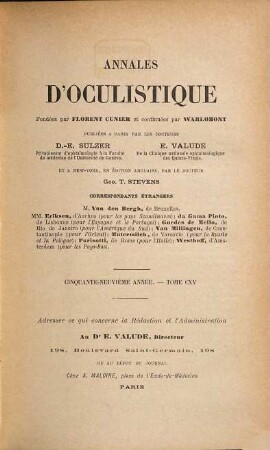 Annales d'oculistique. 115 = A. 59. 1896