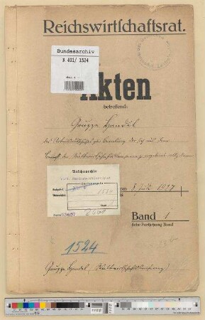 Weltwirtschaftskonferenz in Genf 1927.- Material einzelner Gruppen: Gruppe Handel