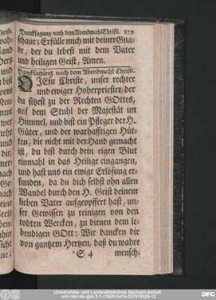 Dancksagung nach dem Abendmahl Christi.