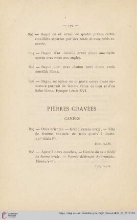 Pierres Gravées Camées (Nr. 807 - 815)