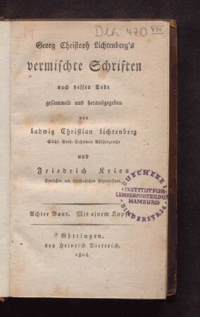 Bd. 8: Georg Christoph Lichtenberg's vermischte Schriften