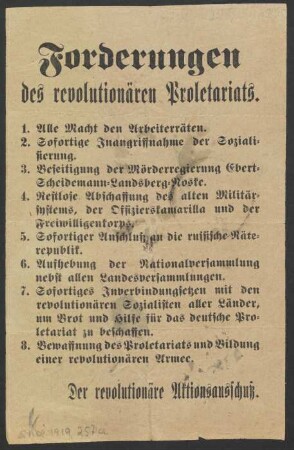 Forderungen des revolutionären Proletariats