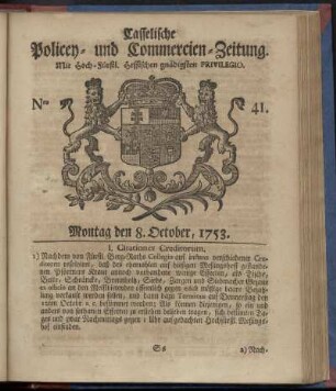 Nro. 41, Montag den 8. October 1753