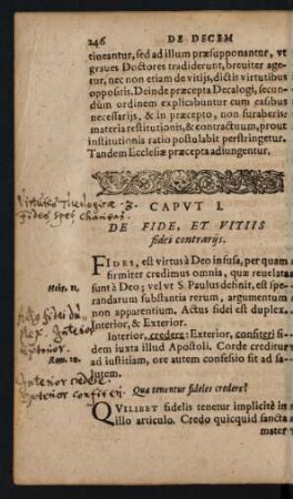 Caput I. De Fide, Et Vitiis fidei contrariis