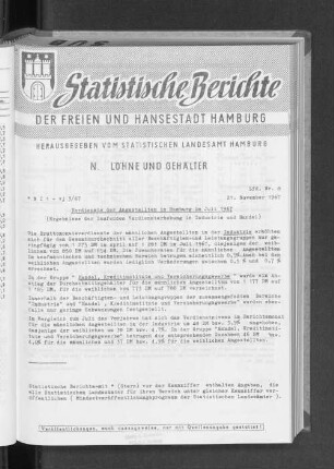 Verdienste der Angestellten in Hamburg im Juli 1967 : Lfd. Nr. 8