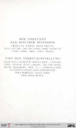Der Vorstand der Berliner Secession / Jury der Herbstausstellung