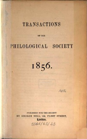 Transactions of the Philological Society. 1856