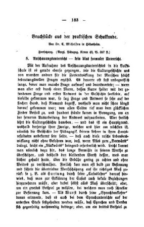 Bruchstücke aus der praktischen Schulkunde : Fortsetzung
