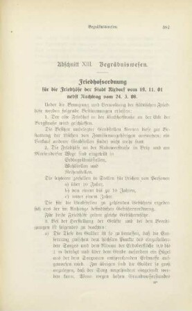 Abschnitt XIII. Begräbniswesen