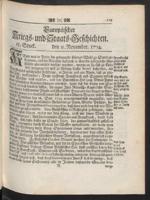15. Stuck. den 11. November. 1734.