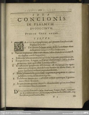 Idea Concionis In Psalmum Duodecimum