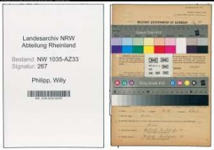 Entnazifizierung Willy Philipp , geb. 25.06.1911 (Arbeiter)