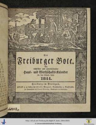 14. Jg.: Der Freiburger Bote: Ein nützlicher und unterhaltender Haus- und Wirthschaftskalender