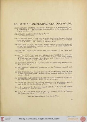 Aquarelle, Handzeichnungen, Ölgemälde (Nr. 675-770)