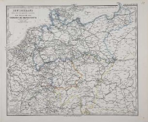 Deutschland und benachbarte Länder : zur Übersicht der Eisenbahnen und Dampfschiffahrten
