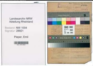 Entnazifizierung Emil Pieper , geb. 18.11.1887 (Kaufmann)