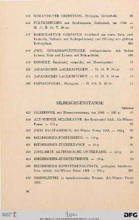 Silbergegenstände (Nr. 423-504)