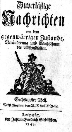 Sechszigster Theil. Nebst Registern vom XLIX bis LX Theile.