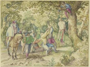 Ein Obrister lässt einen Landknecht hängen