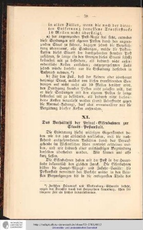 Das Verhältnis der Privat=Eisenbahnen zur Staats=Postanstalt