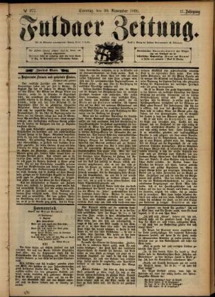 Zweite Ausgabe vom Sonntag, den 30. November 1890.