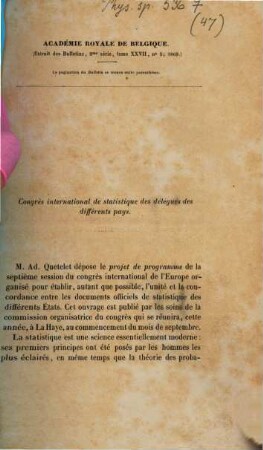 Congrès international de statistique des délégués des différents pays