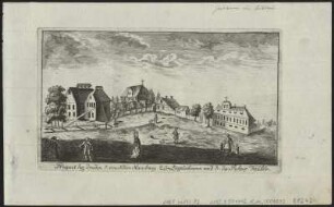 Ansicht von Klein Hamburg, der Ziegelscheune und der Pulvermühle nahe Dresden, Kupferstich, um 1780 : Schlitterlau, Friedrich Gottlob : Prospect bey Dresden von Klein Hamburg der Ziegelscheune und der Pulver Mühle / [F. G. Schlitterlau sc.]. - [Dresden] : [Herrmann] , [um 1780]. - 1 Kunstbl. : Kupferst. ; 21 x 12 cm