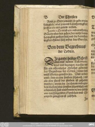 Von dem Begrebnus der Todten.