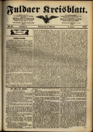 Erste Ausgabe vom Freitag, den 11. Februar 1910.