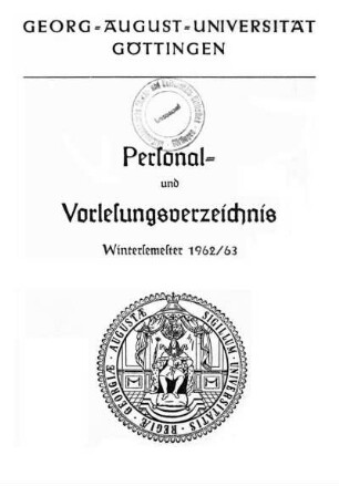 WS 1962/63: Personal- und Vorlesungsverzeichnis ...