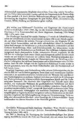 Kähler, Gert :: Wohnung und Stadt, Hamburg, Frankfurt, Wien, Modelle sozialen Wohnens in den zwanziger Jahren : Braunschweig u.a., Vieweg, 1985